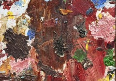 ANTQ French Provincial Artist’s Palette Double-Sided 3-D Impasto O/B Landscape!