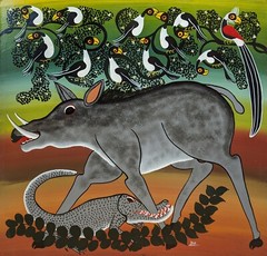 ISSA’s BITING OFF MORE THAN YOU CAN CHEW Classic Tingatinga on board 60cm by60cm