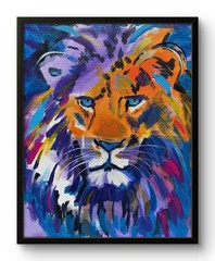 Lion Painting Colorful Animal Wall Art Modern Safari Decor 11×14 CV
