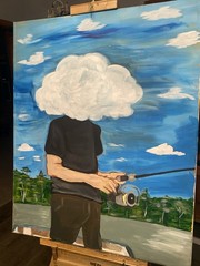 Fishing painting for home original acrylic painting on canvas