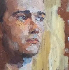 Oil painting Portrait Ukrainian painter cardboard original home decor genre art