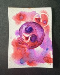 ACEO Original Abstract Watercolor Signed By Veronica Lee/ beks_and_lo/PEEK