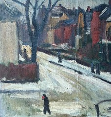 Anne Grosell (1909) Rare WWII Copenhagen City Occupation Oil Painting 1945. COA