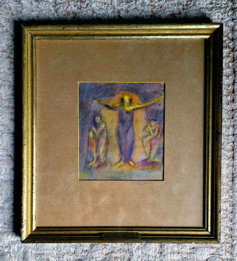 Stella Bloch Isadora Duncan Pastel Early 1900s SB Monogram Frame- RARE 16 x 14.5
