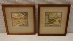 Two Moorea Tahiti Artwork by Kehau 1976 Framed For Hawaiian Princess Abigail K.