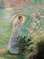 Canvas Oil Painting By P. Raphael „Garden In The Rue Cortot Montmartre, Paris“