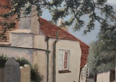 Louis Saphier-Signed Original Oil-Cornwall/ European Village Street Scene, 1952