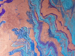 Rose Gold Blue Purple Acrylic Painting on Canvas Art by Rosalie Millen 14″ x 11″