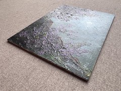 Original Night Landscape Oil Painting, Impasto Moon Painting, Purple Blossom Art