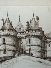 Antique Engraving Chateau de Chaumont Matted Framed By LEOPOLD ROBIN 19th c