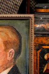Captivating Art Deco Era Framed Antique Oil Painting Portrait Young Man Suit