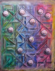 GLASS HALF FULL collectible abstract 16×20 canvas painting modern art Crowell