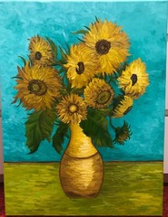 Marina Fisher ,oil painting, My Yellow Flowers, size: 18” x 24” inch