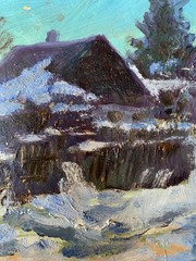 Oil Painting Winter Moonlit Night L. Maistrenko Unframed Original nAAA3565