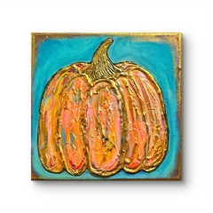 Original Pumpkin Painting Pink Pumpkin Fall Decor Halloween Art OOAK Rosy Spell