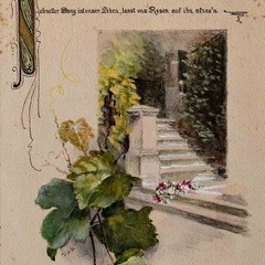 Wisdom of Life Greeting Card Old Monogram Watercolour Circa 1900