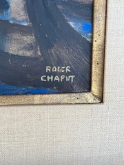 ROGER CHAPUT 1909 1995~MCM French Listed Artist~Venise Modernist Oil Paint 36″