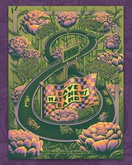 Vintage Floral Race Track Art Print Psychedelic Wall Decor Poster