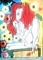 Original painting Nude Woman bright impressionist art 18x24x1 large by pb