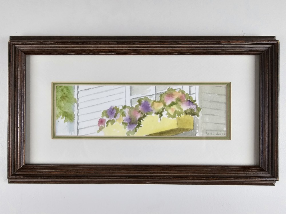 Vintage Original Signed Patricia Bardes Watercolor Painting 13.75×7.75 Framed