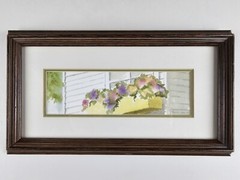Vintage Original Signed Patricia Bardes Watercolor Painting 13.75×7.75 Framed