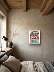 Abstract Face 502 11X 14″ Neo Impressionist Acrylic Painting Paper Loose