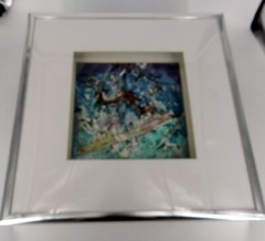 JANE E JONES ARTIST ABSTRACT WATERCOLOR 3-D ART TITLED „SPRING“ FRAMED BEAUTIFUL
