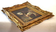 Finely Framed Signed Realistic Oil Painting by Alexander Austen Mother Child Dog