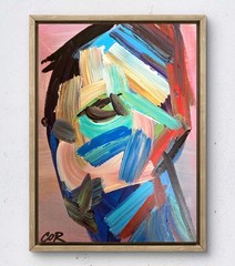 CORBELLIC Layered Face 12×9 Impressionism Abstract Original Fine Art Decor