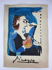 Pablo Picasso COA Vintage Painting Drawing Art Original Signed Stamp