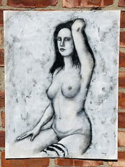 Italian New Roman School Artist Franco Minei Realist Nude Female Painting. 1982