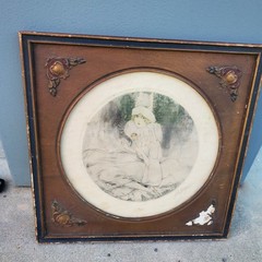 Art Deco Signed Color Etching Lea Lafugie – Vintage Flapper Lady Framed