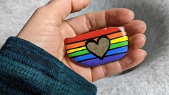 Hand Painted Rock / Stone – pride rocks – lgbtqia+ – rainbow heart – celebration