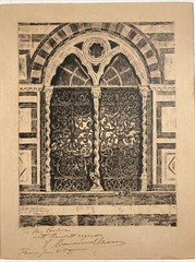 Antique Original Etching Spanish Chapel Cloister Door Signed James Mason B. 1710