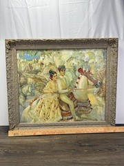 Vintage Fiesta De Valencia Stevens Spanish Festival Wall Art Ornate Frame 28×24