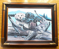 David E. Kinney Duck/Bird Hunting Dogs, Labrador Retrievers, by Lake Painting