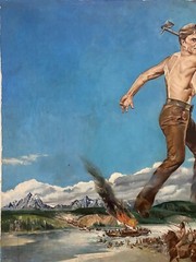 🔥 Amazing Vintage Hollywood Old Western KIRK DOUGLAS The BIG SKY Movie Painting
