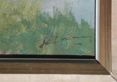 BEAUTIFUL 1930s DUTCH PAINTING BLOSSOM TREE CANAL FARMS BOAT SIGNED