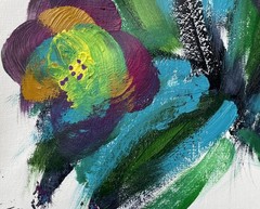 Original Art „Purple Flowers“ 9×12 Canvas Expressionism Abstract Design Home Art