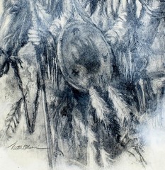 Victor Olson (CT,1924-2007) charcoal painting 151661