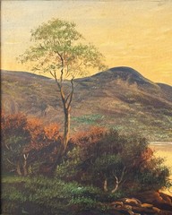 ANTQ From Late 19th C Hudson River School O/B „Mountain Lake Landscape“, Framed!