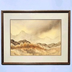 Jack Dietrich Signed Original Watercolor New Mexico Desert Landscape 28×22 Frame