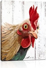 Rooster Kitchen Decor Wall art – Abstract Farmhouse Chicken Canvas Painting Pict
