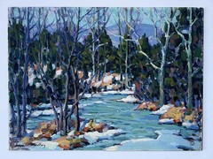 Impressionist Woodstock December landscape John W Bentley 1880-1951, listed NY