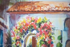 Beautiful Impressionist Painting of Colorful Floral Garden Finely Framed 21×25″