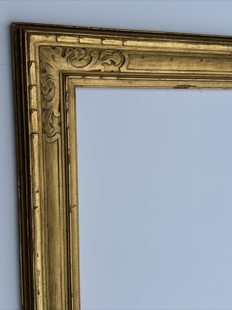 ANTIQUE NEWCOMB MACKLIN FRAME LARGE WOOD CARVED IMAGE SIZE 19 BY 27.5 INCHES OLD