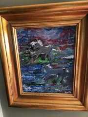 Ornate Framed,Hand Painted, Oil Painting 8×10 Inch, Signed Horse Western