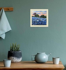 Bluebonnets Painting Original Art Impasto Oil Painting Texas Landscape 10×10″