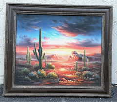 Original B. Duggan Southwest Desert Scape Oil On Canvas Painting Signed
