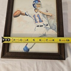 Phil Simms New York Giants Framed Watercolor Painting Signed Sports Art 9×11